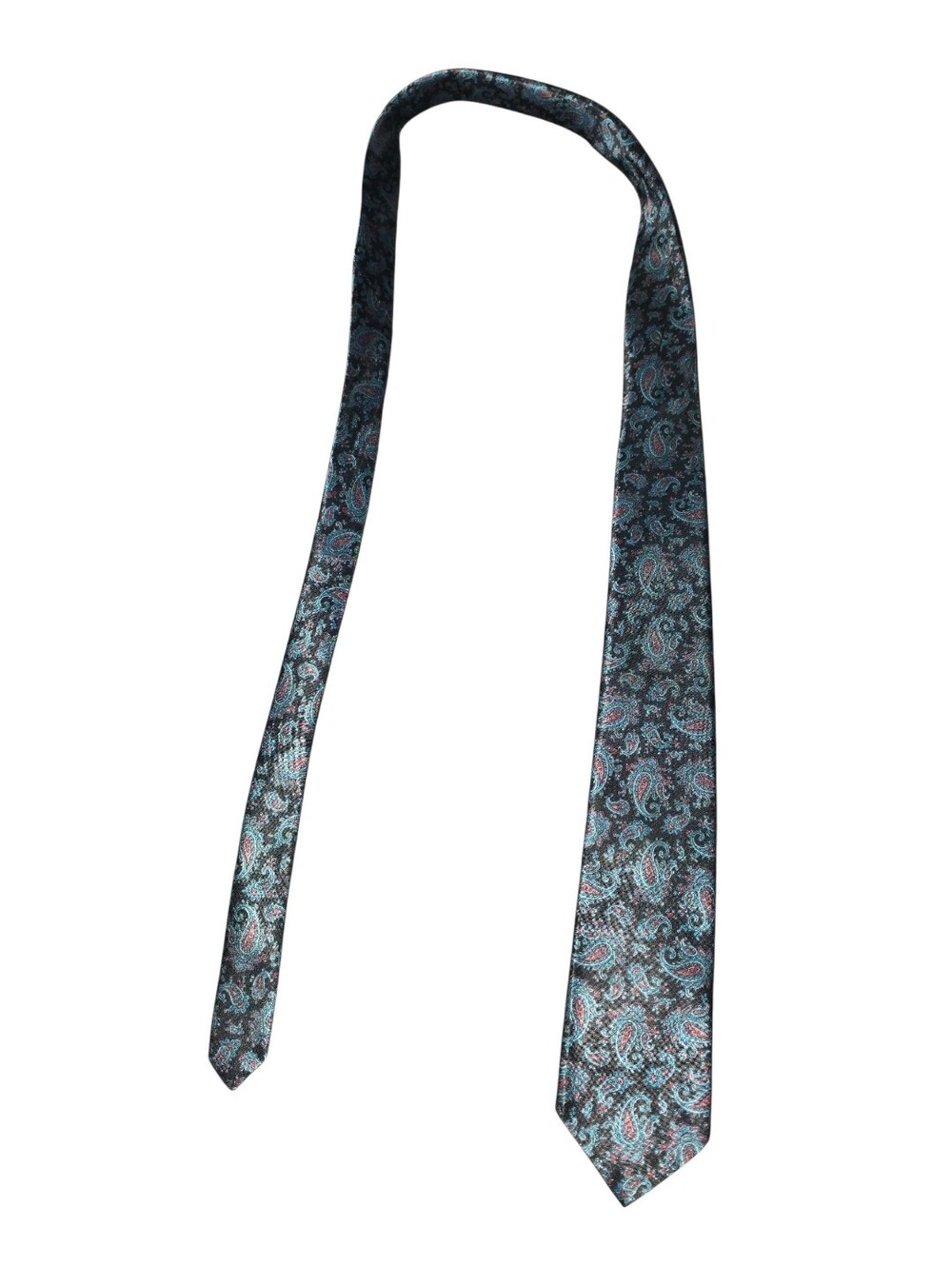 6/8/18. Men's Envoy Paisley Satin Tie in Teal and Black